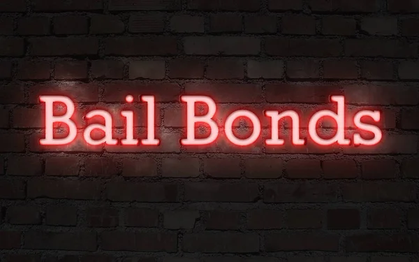 Neon Sign Brick Wall Bail Bonds — 图库照片