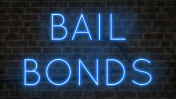 Neon Sign Brick Wall Bail Bonds — 图库照片