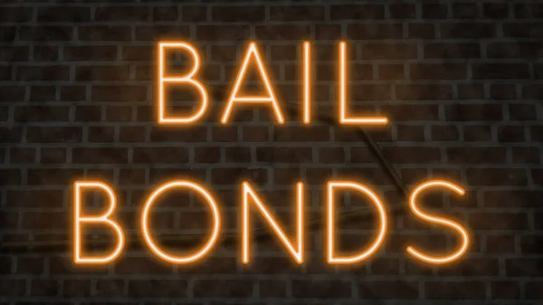 Neon Sign Brick Wall Bail Bonds — Fotografia de Stock
