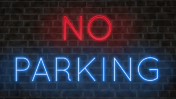 Neon Sign Brick Wall Parking — стокове фото