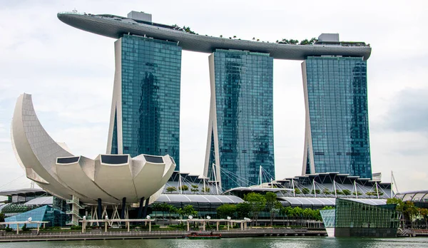 Portion Modern Singapore Skyline Including Sands Casino — Stockfoto