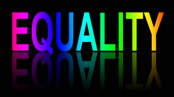 Sign with word EQUALITY in rainbow colors