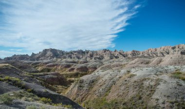 Geologic formations in Badlands National Park in South Dakota