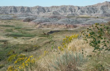 Geologic formations in Badlands National Park in South Dakota