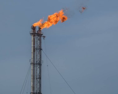 Flare stack at an oil refinery in Port Arthur Texas