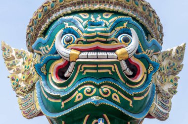 Statue detail at Wat Phra in downtown Bangkok Thailand