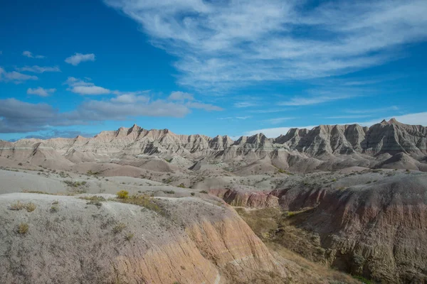 Geologic formations in Badlands National Park in South Dakota