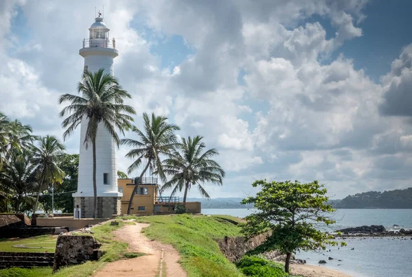 Landmark white lighthouse in Galle Sri Lanka
