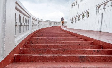 Stairs leading to the top of Wat Saket Buddhist Temple in downtown Bangkok