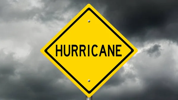 Rendered Yellow Warning Sign Hurricane — Stock Photo, Image