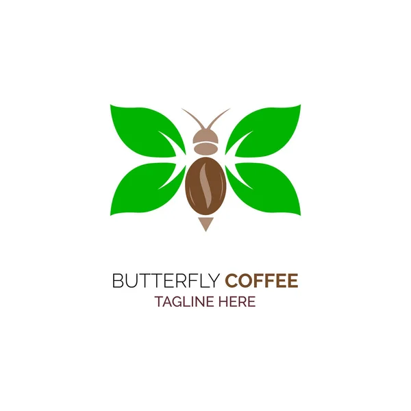 Schmetterling Kaffeeblatt Logo Vorlage Design Für Marke Oder Unternehmen Und — Stockvektor