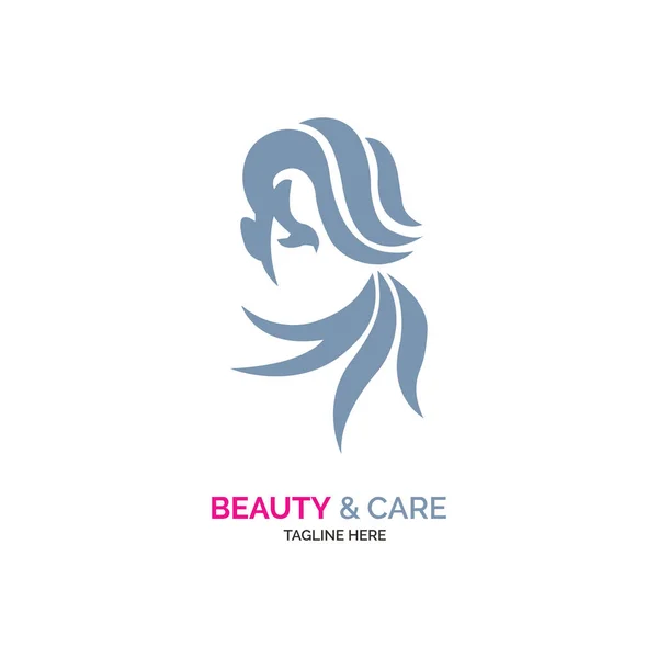 Visage Cheveux Beauté Modèle Logo Design Pour Marque Entreprise Autres — Image vectorielle