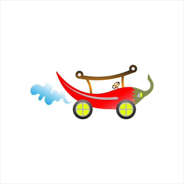 Red Chili Logo Cars Shaped Designs Vector Spicy Food Brand — 图库矢量图片