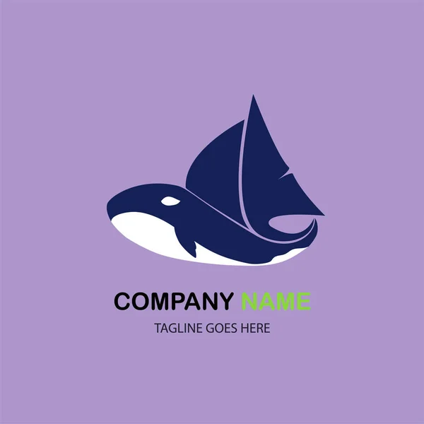 Whale Ship Logo Company Brand Logo — Stock vektor