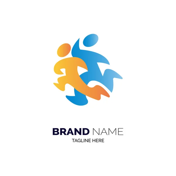 Runner Logo Ontwerpt Template Vector Voor Merk Bedrijf Andere — Stockvector