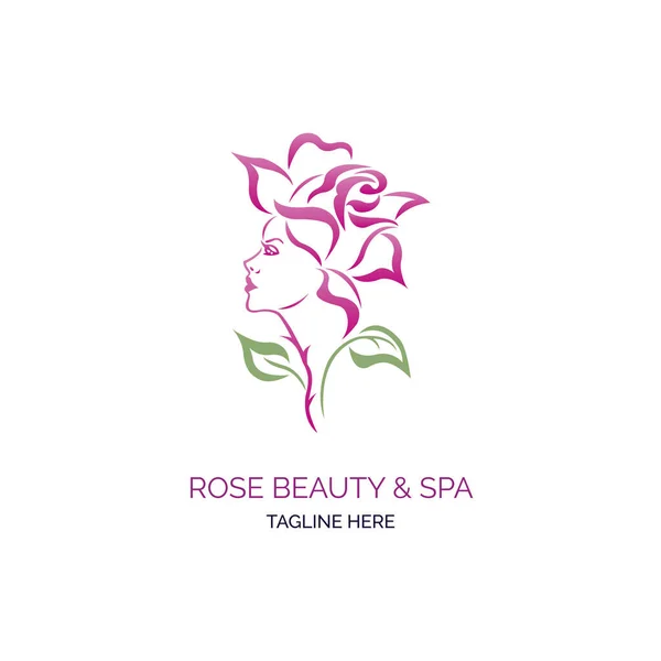 玫瑰女士美容和温泉标志模板设计为品牌或公司 — 图库矢量图片