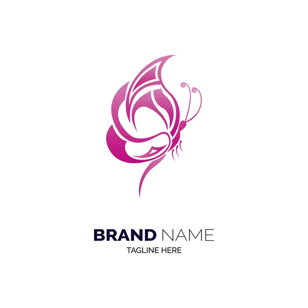 Butterfly Line Style Logo Design Template Brand Salon Spa Company — стоковый вектор