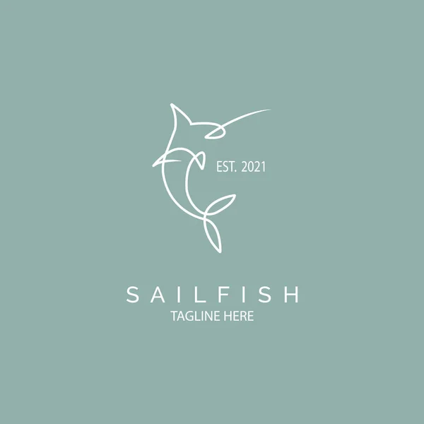 Sailfish Logo Icon Line Style Template Design Brand Company Other — 스톡 벡터