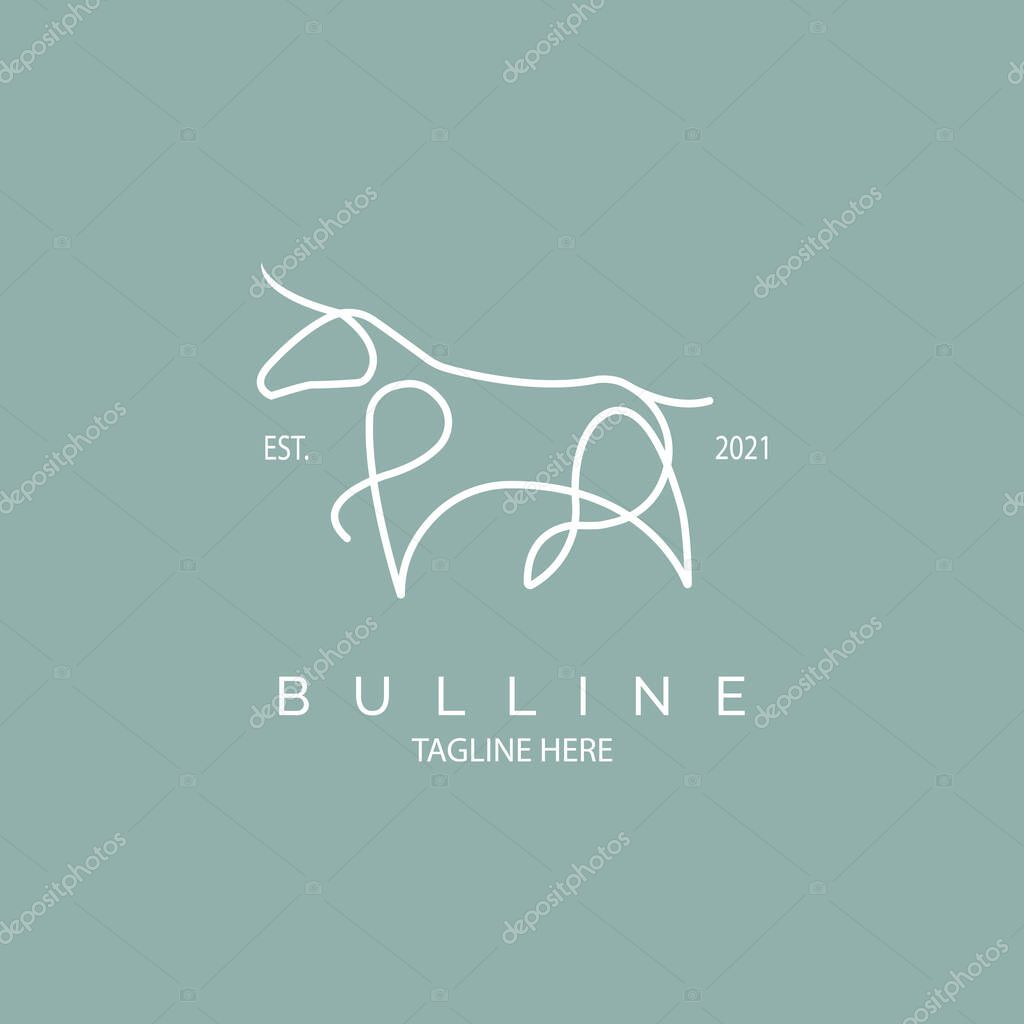 Bull logo icon line style template design for brand or company and other