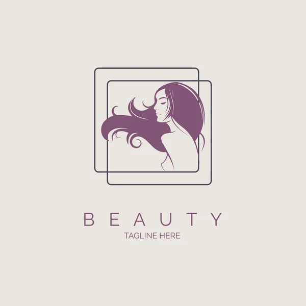 Mujer Cara Belleza Salón Spa Cuidado Piel Logotipo Plantilla Diseño — Vector de stock