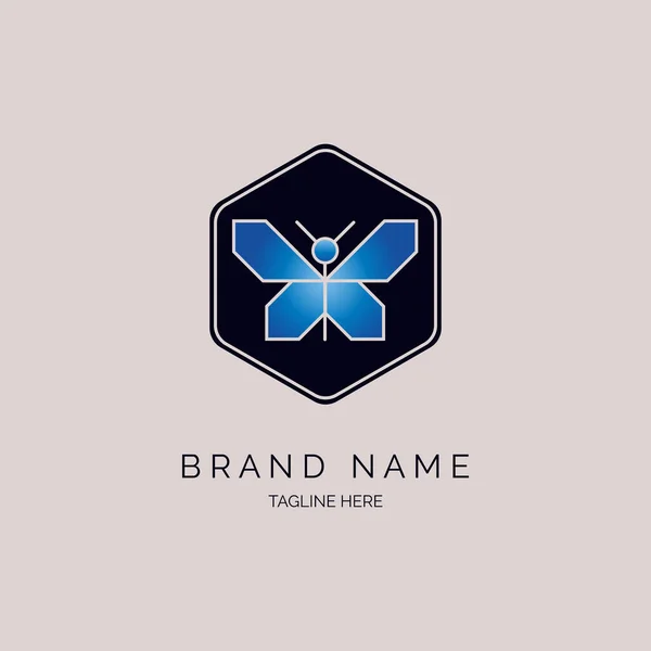 Diseño Plantilla Icono Logotipo Mariposa Hexagonal Para Marca Empresa Otros — Archivo Imágenes Vectoriales