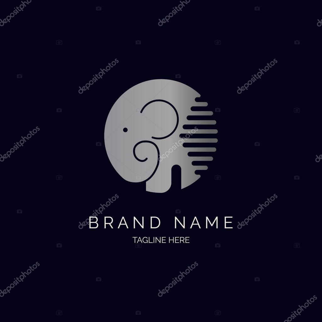 Elephant circle logo icon template design for brand or company and other