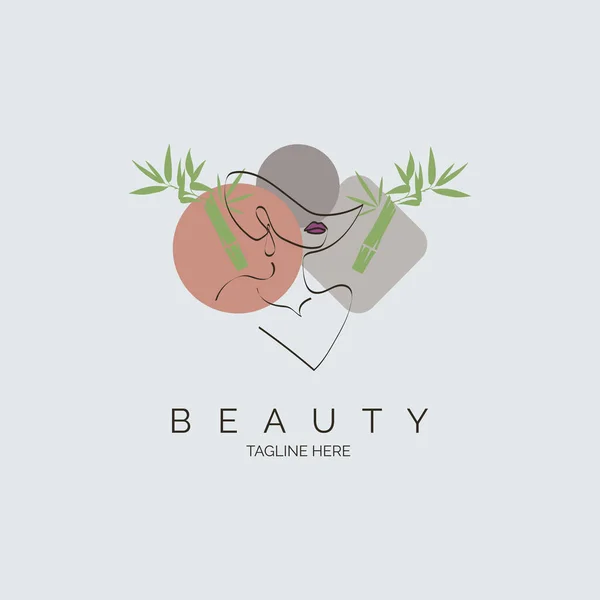 Donna Faccia Salone Bellezza Spa Design Modello Logo Skincare Marca — Vettoriale Stock