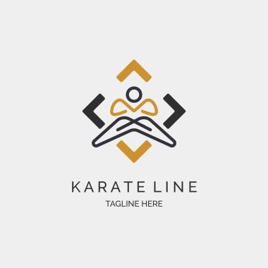 Marka ya da şirket için karate çizgisi tarzı spor logosu tasarımı şablonu