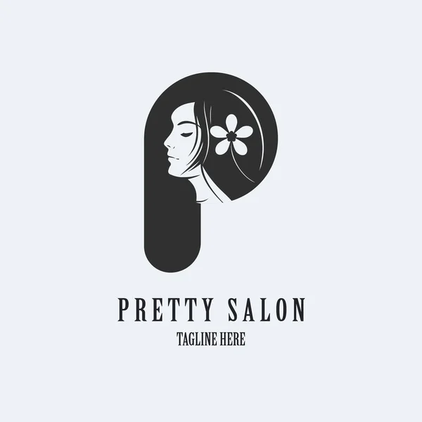 Jolie Femme Visage Salon Beauté Spa Modèle Logo Design Pour — Image vectorielle