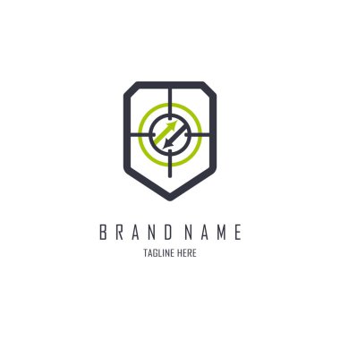Arrow hedef kalkan logosu marka veya şirket için modern şablon tasarım vektörü