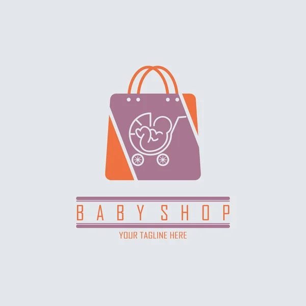 Baby Shop Cart Shopping Bag Logo Design Template Brand Company — Image vectorielle