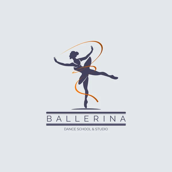 Marka Şirket Için Balerin Dans Okulu Stüdyo Logosu Tasarım Şablonu — Stok Vektör