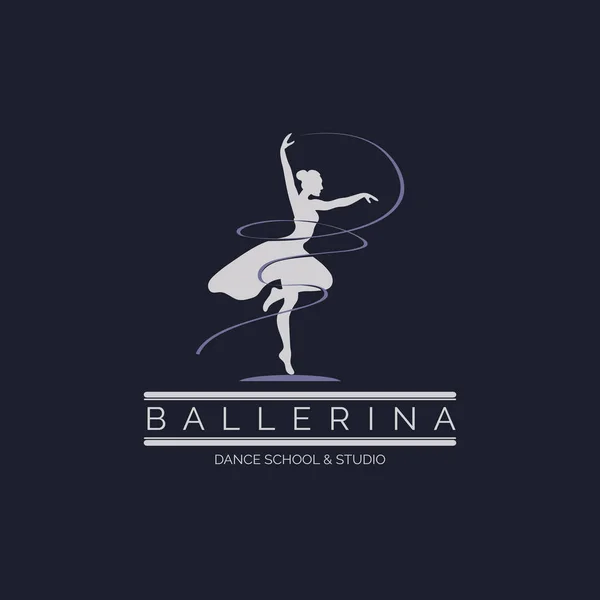 Ballerina Dansskola Och Studio Balett Rörelse Dans Stil Logotyp Mall Royaltyfria Stockvektorer