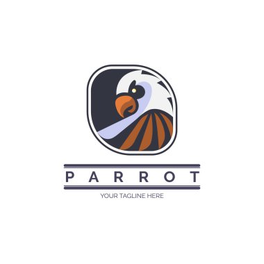 Marka veya şirket için papağan kuşu logo şablonu tasarımı