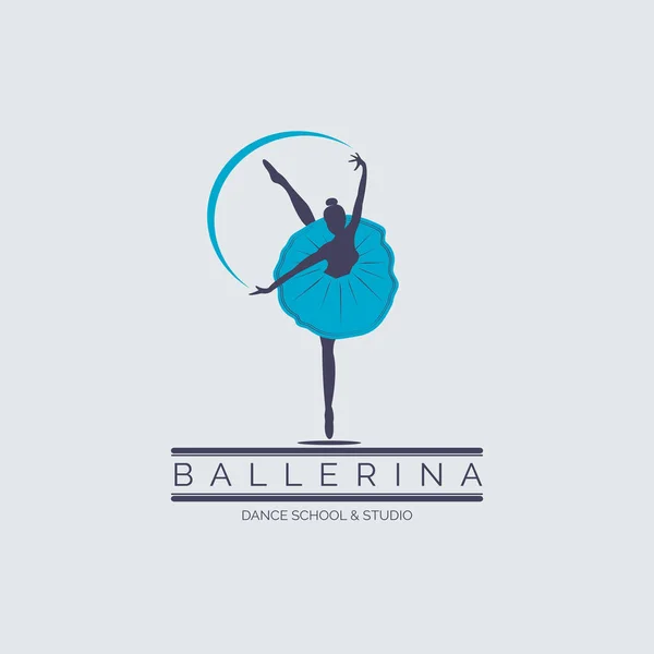 Ballerina Dansskola Och Studio Balett Rörelse Dans Stil Logotyp Mall Stockvektor