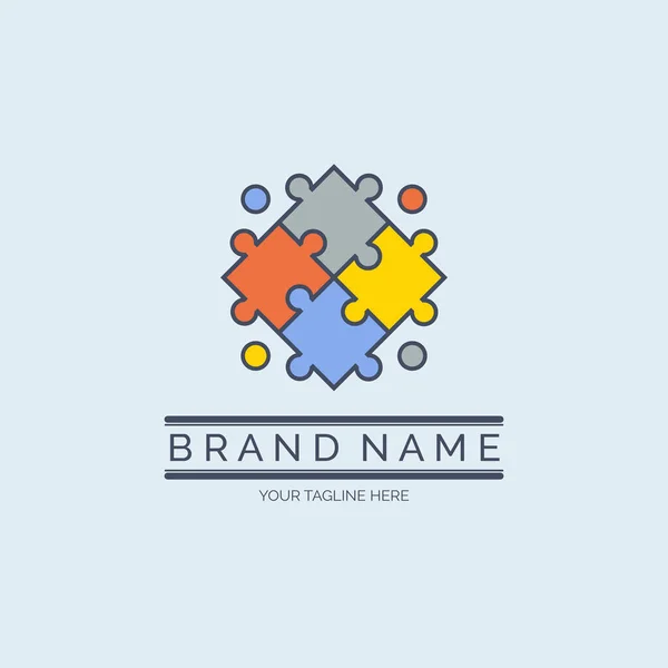 People Team Work Puzzle Logo Design Template Brand Company Other — Stock vektor