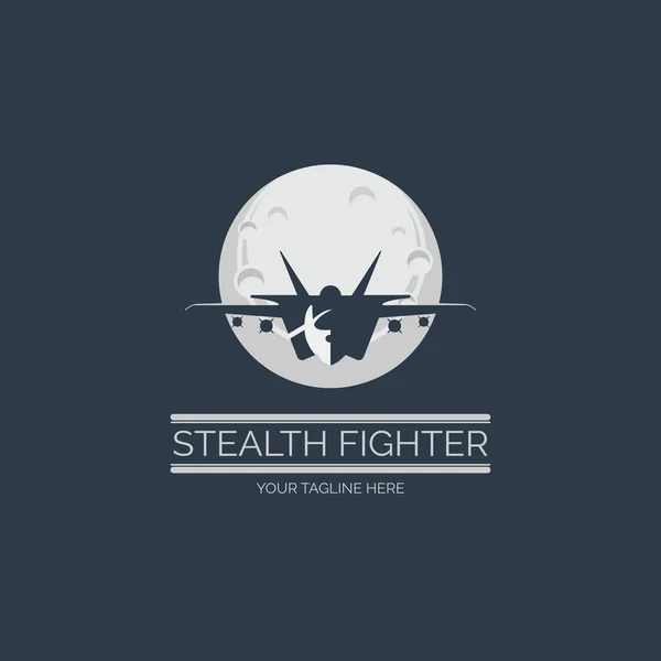 Flying Stealth Jet Fighter Moon Logo Design Template Brand Company Vecteurs De Stock Libres De Droits