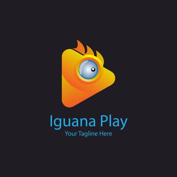 Iguana Chameleon Play Media Logo Template Design Brand Company Other — Vettoriale Stock