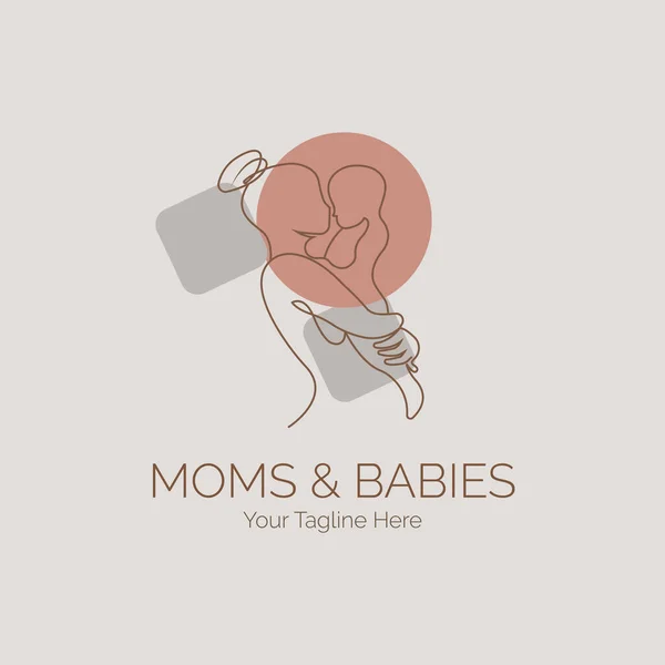 Moms Sons Logo Line Style Template Design Brand Company Other Royaltyfria Stockvektorer