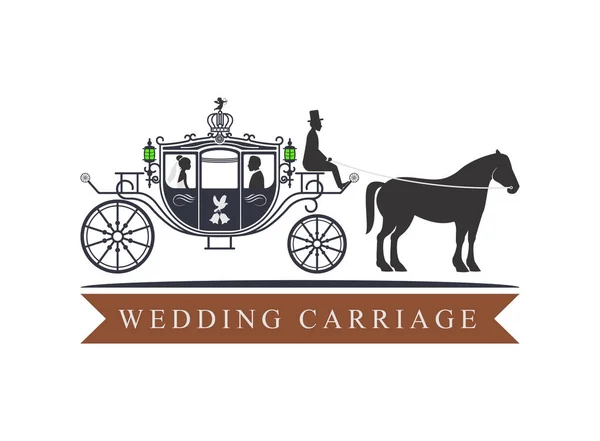 Mariage Royal Chariot Classique Modèle Logo Wagon Conception Pour Marque — Image vectorielle
