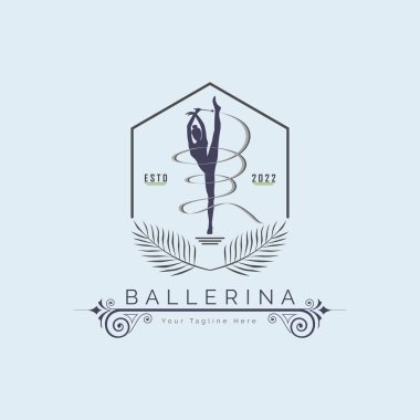 Marka ya da şirket için balerin dans okulu ve stüdyo logosu tasarım şablonu.