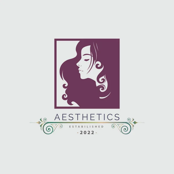 Beauty Aesthetics Woman Face Logo Template Design Brand Company Other — Image vectorielle