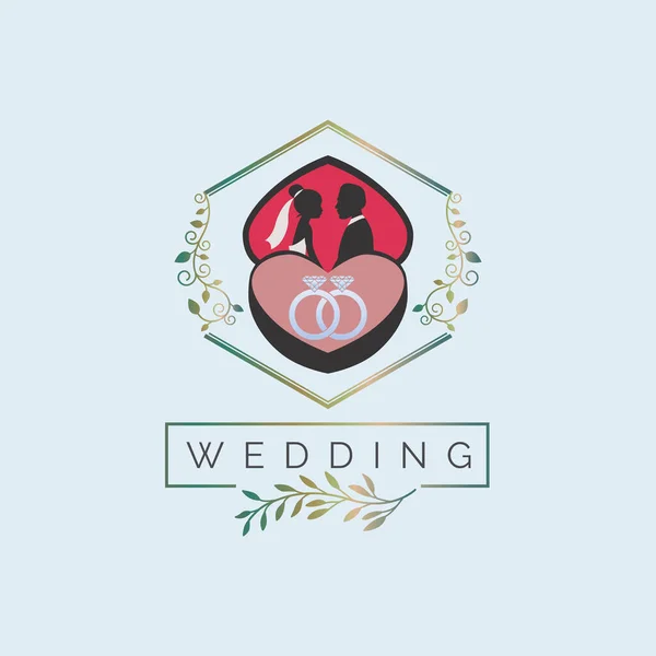結婚指輪のカップルのロゴテンプレートブランドや会社のためのデザインやその他 — ストックベクタ