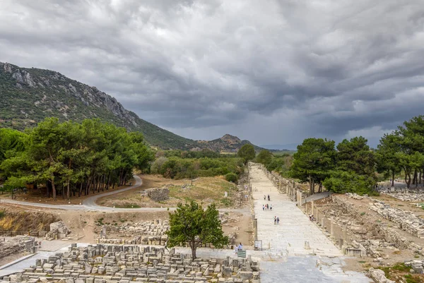 Vue Sur Ville Antique Ephèse Ephèse Était Une Ville Grèce — Photo