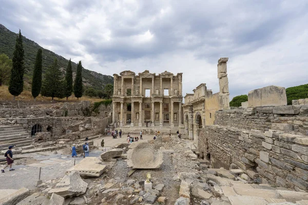 Bibliothèque Celsus Dans Ville Antique Ephèse Efes Bibliothèque Celsus Est — Photo