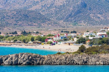 Datca 'daki Palamutbuku tatil köyünün manzarası. Datca, Türkiye 'nin güneybatısında bulunan Mugla ilinin bir ilçesidir..