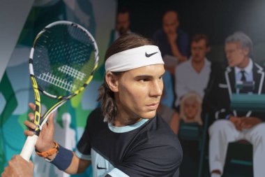 Madam Tussauds İstanbul 'da Rafael Nadal balmumu heykeli. Rafael Nadal İspanyol profesyonel tenis oyuncusu. 2021.
