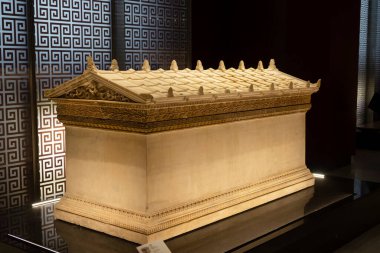 İstanbul Arkeoloji Müzesi 'nde bir lahit manzarası, Türkiye.