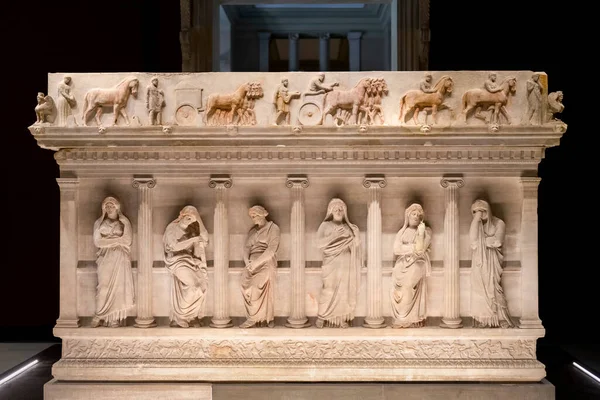 Sarcophage Des Femmes Deuil Dans Les Musées Archéologie Istanbul Turquie — Photo