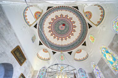 View of the dome inside of Semsi Pasha Mosque in Istanbul. The Semsi Pasa Mosque is an Ottoman mosque located in the large and densely populated district of Uskudar in Istanbul, Turkey.